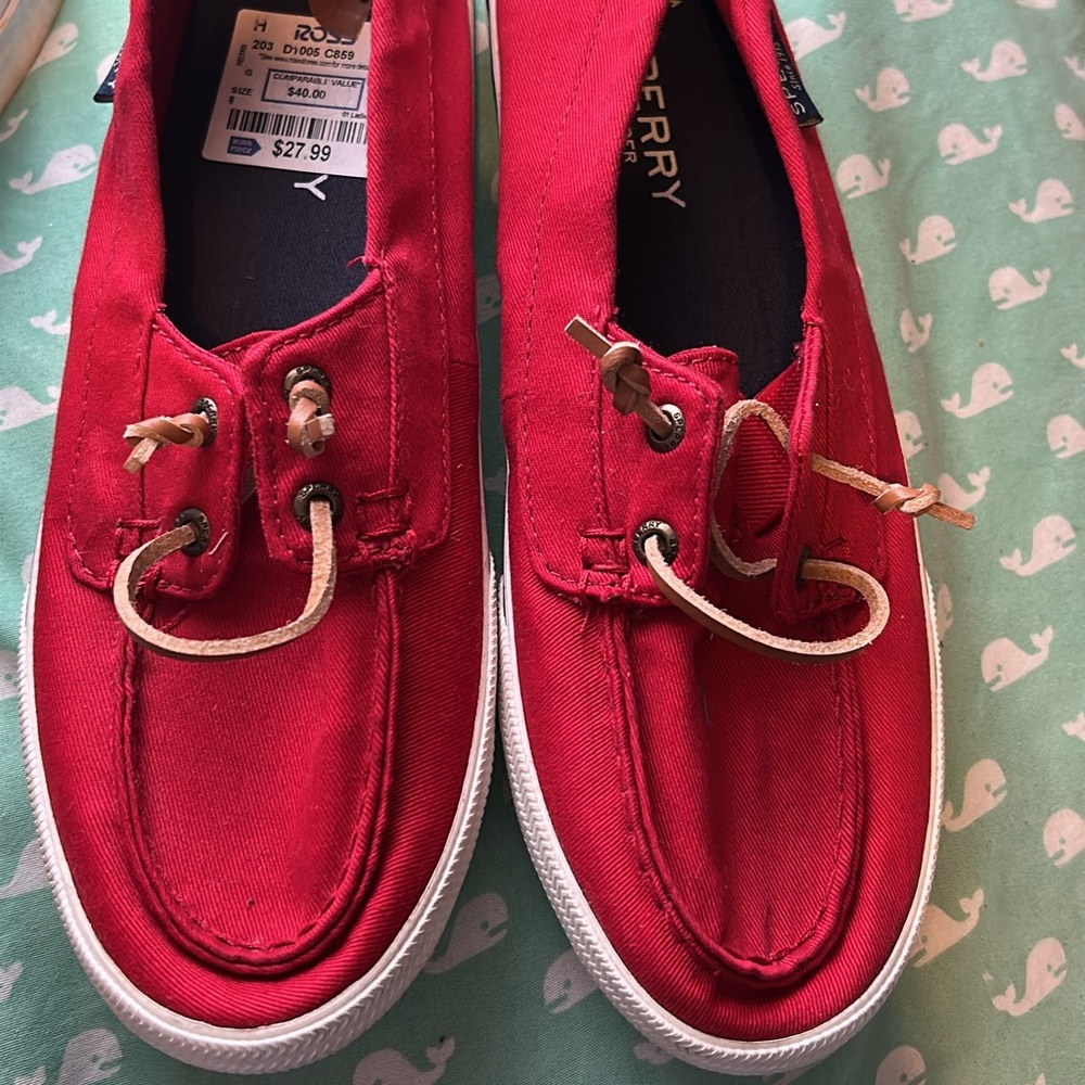 Sperry Vibrant Red Canvas Loafers